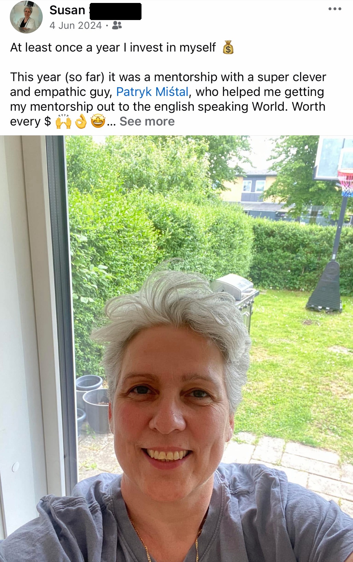 Susan: public Facebook testimonial