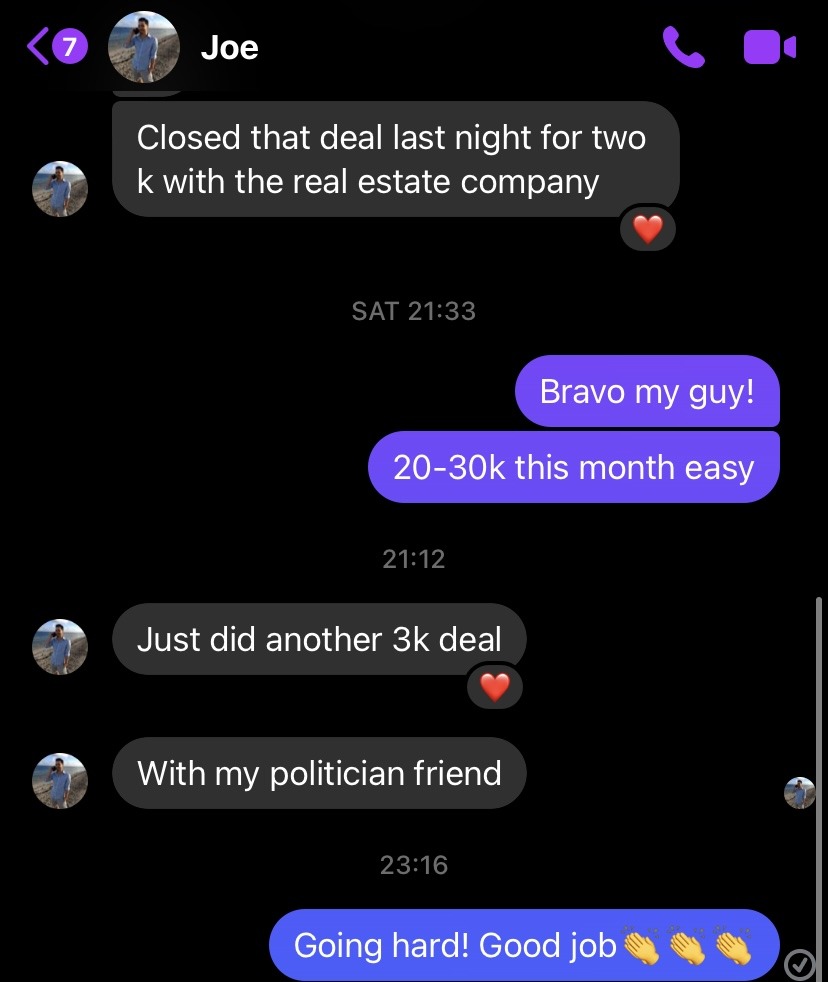 Joe: $2K real estate deal + another $3K